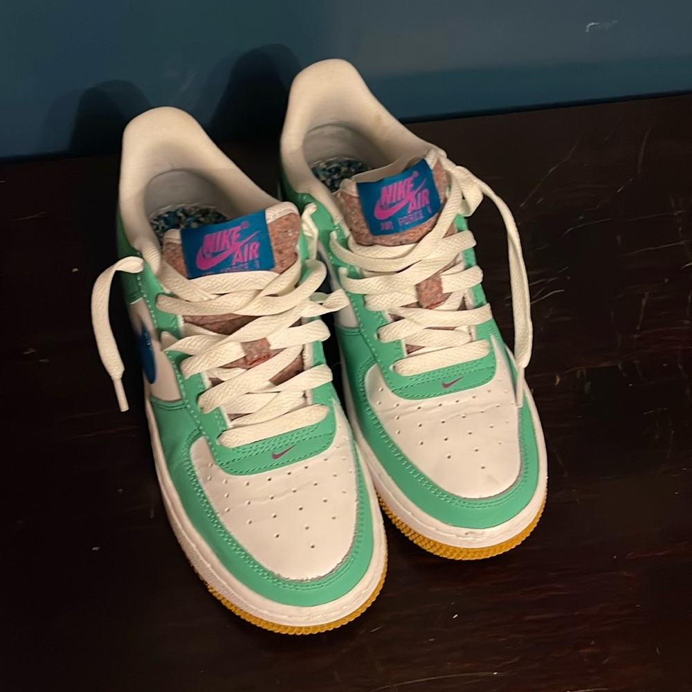 Nike Kids Sneakers White Mint Green Pink Accents